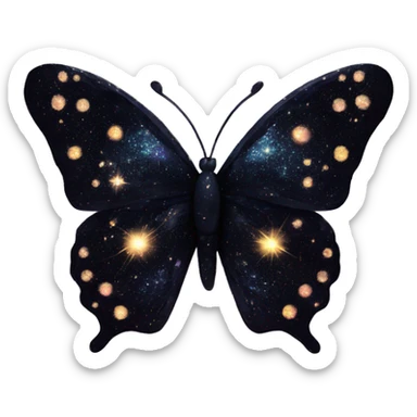 sparkly starry black galaxy butterfly sticker