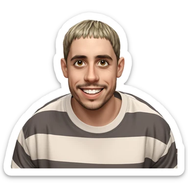 smiling boy in striped shirt sticker