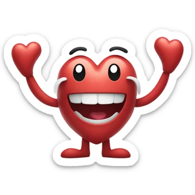 heart with face and arms and legs sticker