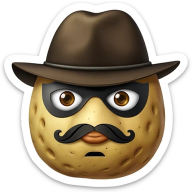 potato with a Zorro mask sticker