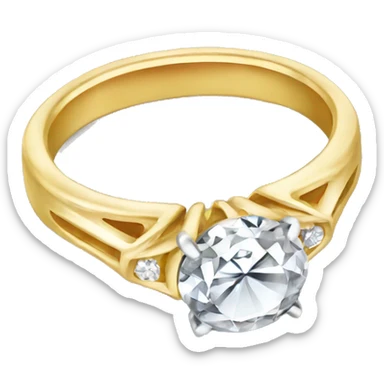 Gold engagement ring, with shiny cute diamond sticker