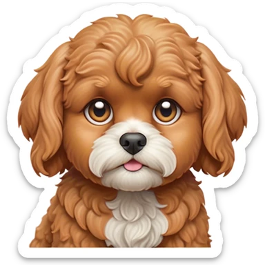 Cinematic Grumpy Apricot Cavoodle Portrait Emoji, Head tilted slightly with a deeply unimpressed expression, showcasing a thick, curly apricot coat with subtle white accents, large, droopy brown eyes narrowed into an unamused glare, ears slightly drooping in exasperation, Simplified yet comically expressive features, highly detailed, glowing with a dry, sarcastic glow, high shine, effortlessly judgmental yet dignified, stylized with a touch of cynicism, bright but brooding, soft glowing outline, capturing the essence of an eternally unimpressed yet endearing companion, so lifelike it feels like it could sigh heavily at you in disdain at any moment! sticker