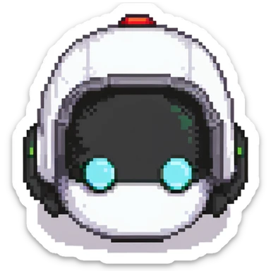 Black bomberman head only, sleek helmet with sharp antenna, cool white face, mysterious eyes, pixel art style sticker