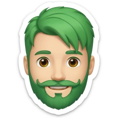 green long bonus hair and beard man sticker