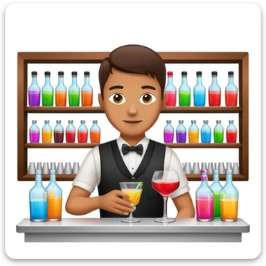 bartender mixing drinks, club backgroudn with bottles sticker