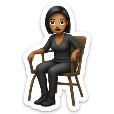 a woman sit on the chair sticker