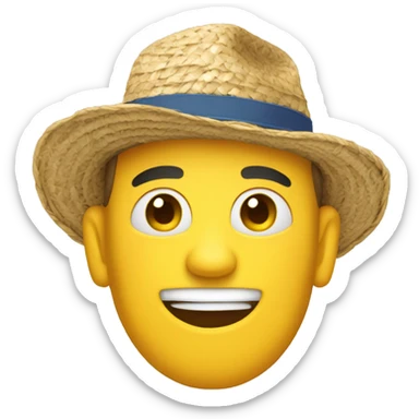 homme avec un chapeau de paille été sticker