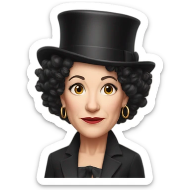 Susie Essman wearing a top hat and hoop earrings looking annoyed sticker