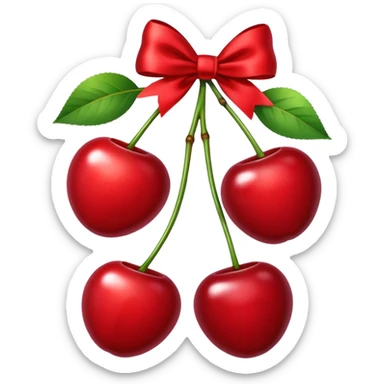 two cherries connected with a bow sticker