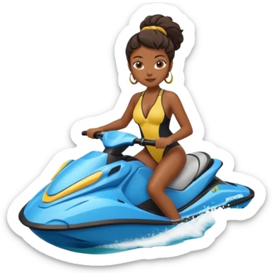 Black girl on jet ski  sticker