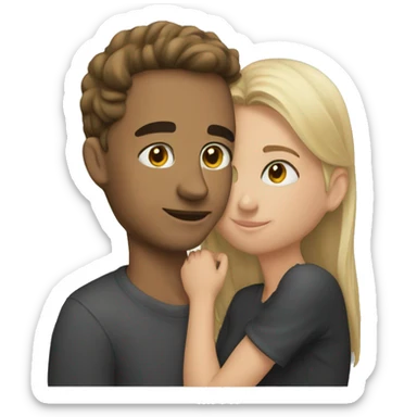 A guy kissing a girl on the cheek sticker