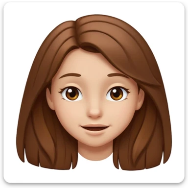 teen emoji girl with long brown hair, brown eyes, winking, white background sticker