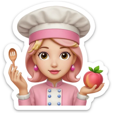 Pink chef hat princess peach with a hand sticker