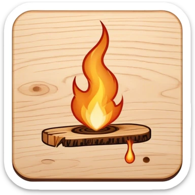 Wood burning icon, pyrography tool creating burn marks on wood, minimalistic style, clean lines, transparent background. sticker