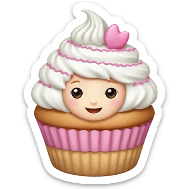 Un pequeño y adorable cupcake que ha cobrado vida, con un glaseado esponjoso que funciona como su "sombrero" o "pelo". Es la encarnación de la dulzura y la amabilidad. sticker