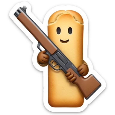 Breadstick holding a gun sticker