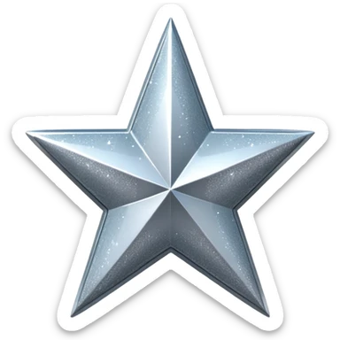 Sparkly glittery gray star y2k 3d icon, transparent background  sticker
