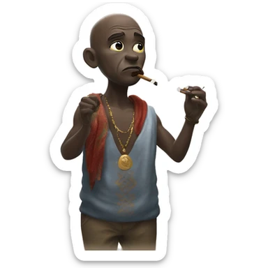 Keaton from god of war smoking a rolled cbd blunt sticker