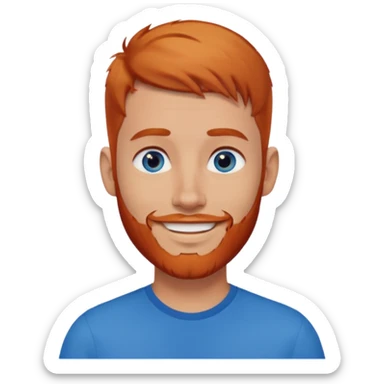homme blanc, yeux bleu, cheveux court avec barbe rousse et boucle d'oreille sticker