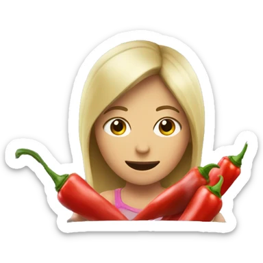 girl in car interior chopping red peppers sticker