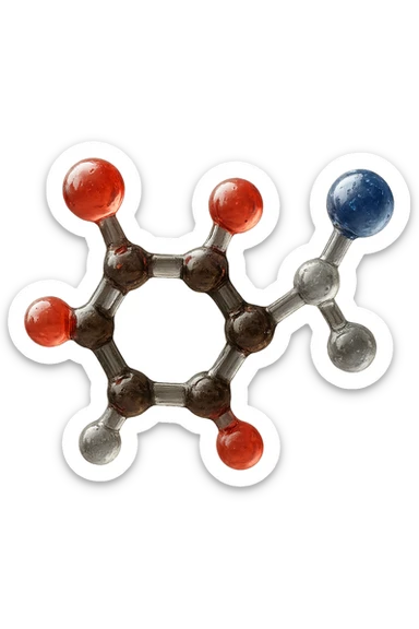 particella anatomica di catecolamina fluttua in aria iperrealistica sticker