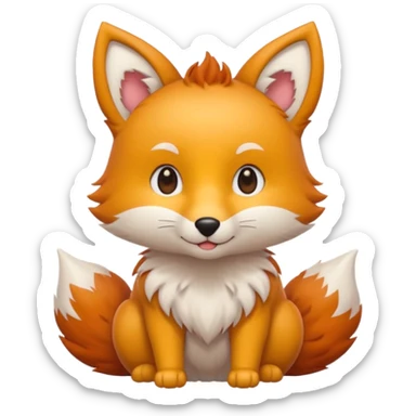 renard kawai avec un coeur jaune sticker