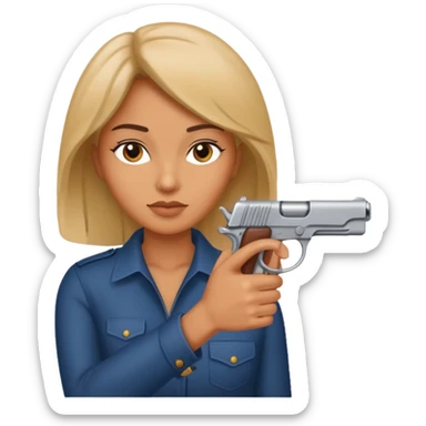 Woman making guns with her hand  sticker