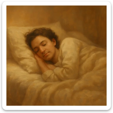 person sleeping on their side, soft and peaceful sticker