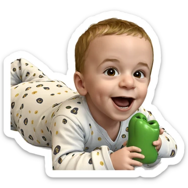 smiling boy in pajamas sticker