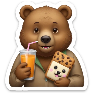 bear with juice box and cookie sticker