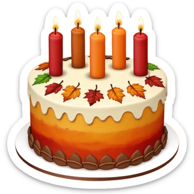 Autumn happy birthday cake sticker