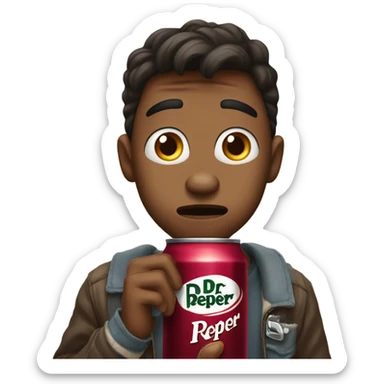 Guy drinking bean flavored Dr Pepper  sticker