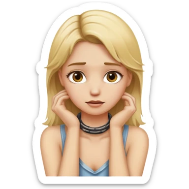 Dirty blond girl with hands on her neck sticker