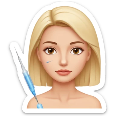Woman taking a botox injection in the face sticker