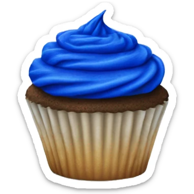 Realistic isolated cobalt blue cupcake. sticker