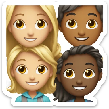 smiling girls and boys group sticker