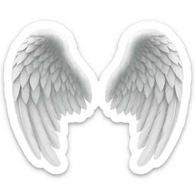 Two angel wings separate white sticker
