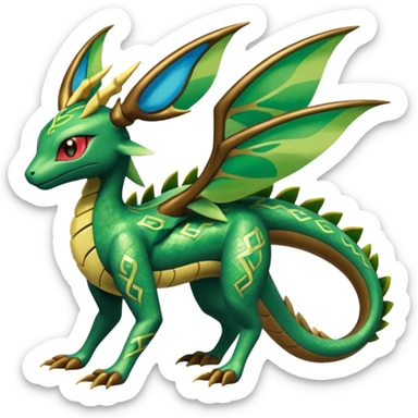 Shiny 4-legged Rayquaza-Flygon-Zygarde-Leafeon-fusion, full body sticker