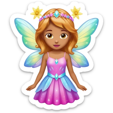 Earthreal sparkly angelic mystical magical shiny pretty Fairy. Caramel skin. White, hot pink and light blue and lavender and light green and light yellow  sticker