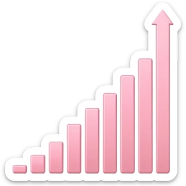 Pastel pink bar chart trending upward, sleek minimal lighting sticker