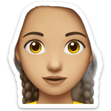 Ukrainian girl with brown hair and flag on her cheek sticker