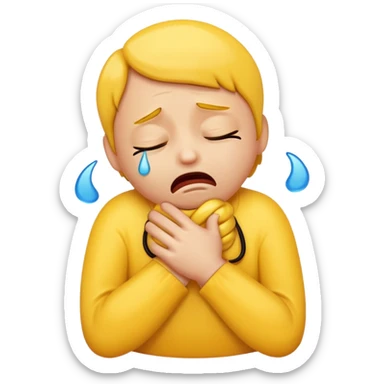 Sad emoji strangling himself sticker