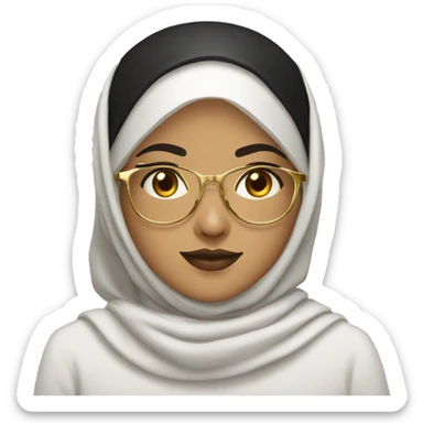 Algerian girl with black hijab and golden squared glasses sticker