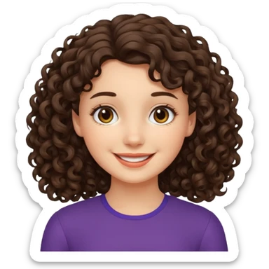 A brunette girl with medium-length curly hair. sticker