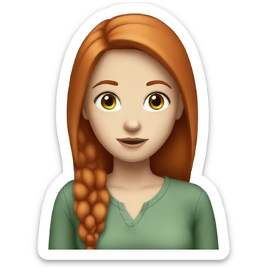 White Girl with straight red hair and brown-green eyes sticker