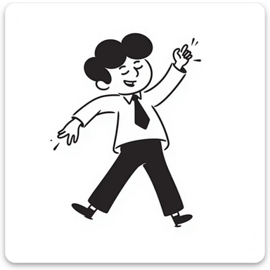 a business man turning his body, black doodle style, suit and tie sticker