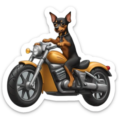 caramel-color-pinscher-dog-driving-a-motorcycle sticker