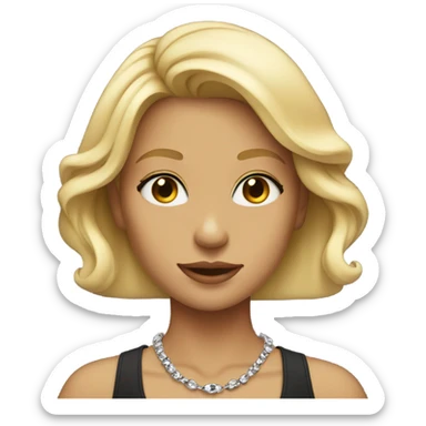 blonde girl with necklace close-up with black eyes sticker