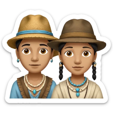 Hatted ancient People wearing Bone Necklaces sticker