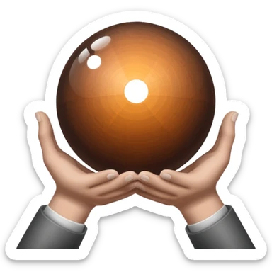 Gray and brown color magic ball and hands sticker